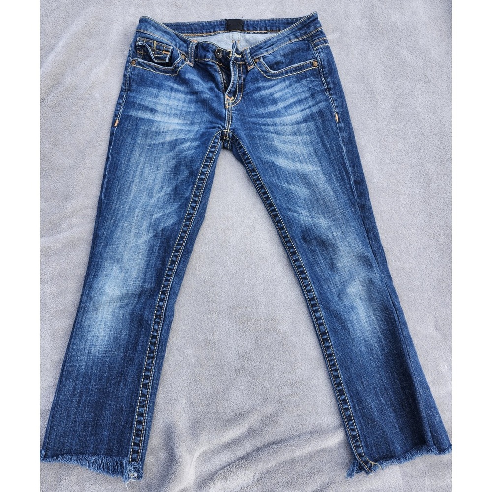 ANONAME Capri Jeans Womens Sz 28 Dark Wash Faded Low Rise (031)